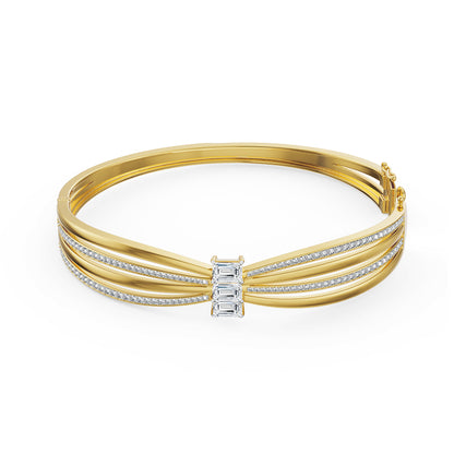Ribbon Three Stone Lab Grown Diamond Bracelet - perspective view