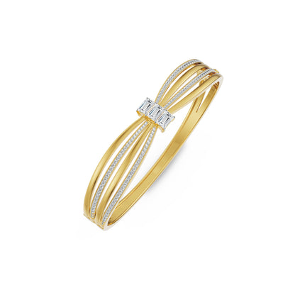 Ribbon Three Stone Lab Grown Diamond Bracelet - top view