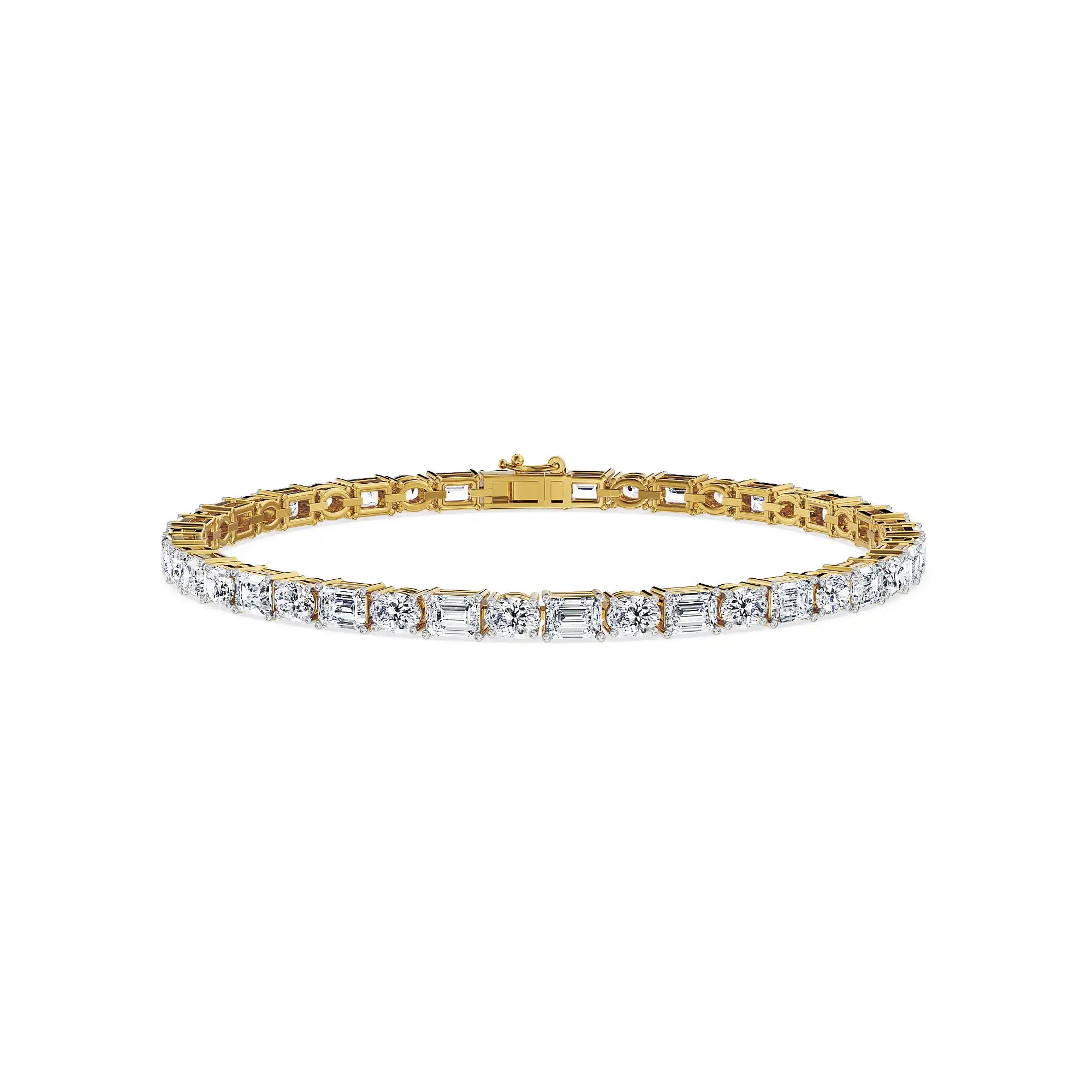 Emerald Crown Lab Grown Diamond Tennis Bracelet - front view in 9KT