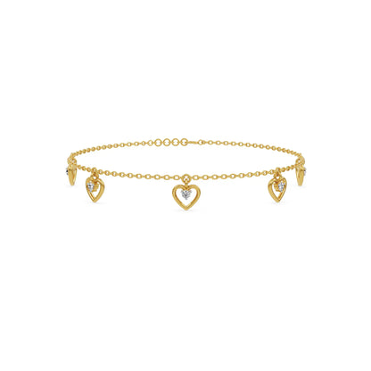 Amora Heart Charm Lab Grown Diamond Bracelet
Front View