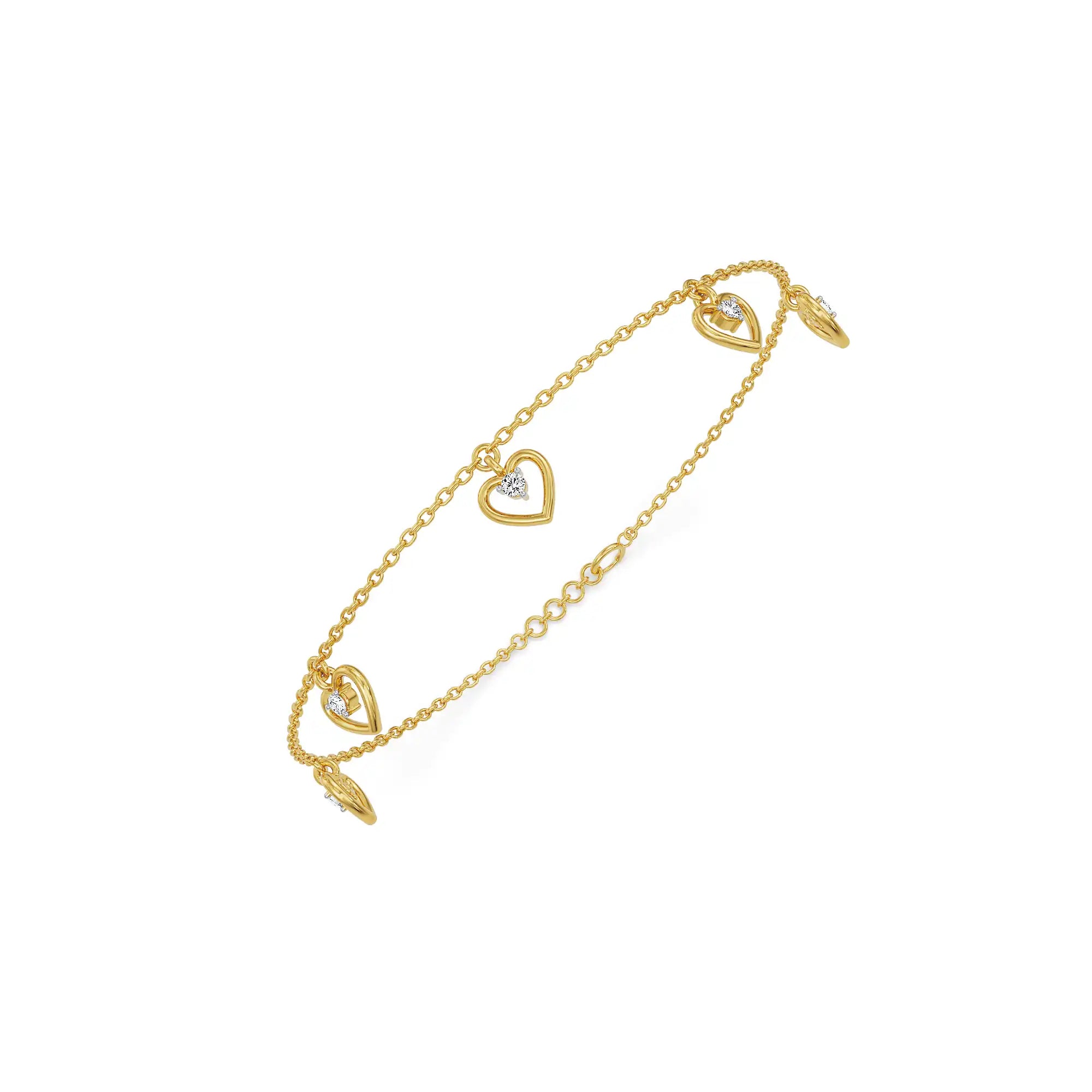 Amora Heart Charm Lab Grown Diamond Bracelet
Top View