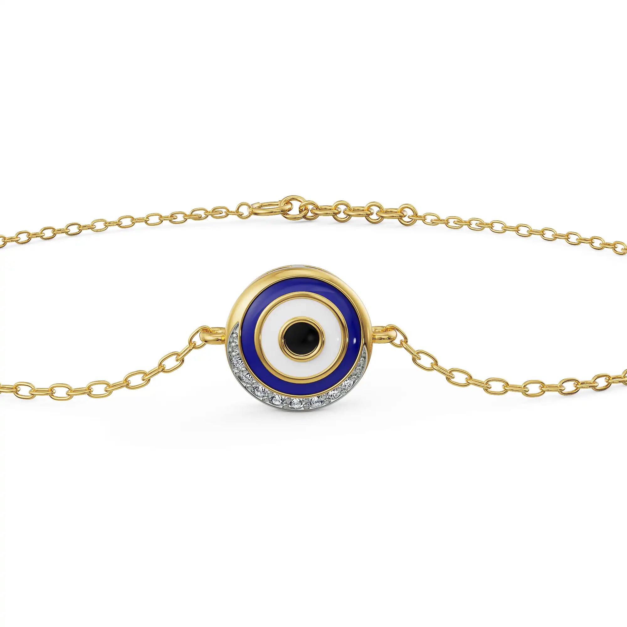 Enchanted Evil Eye Lab Diamond Bracelet - front view in 9KT