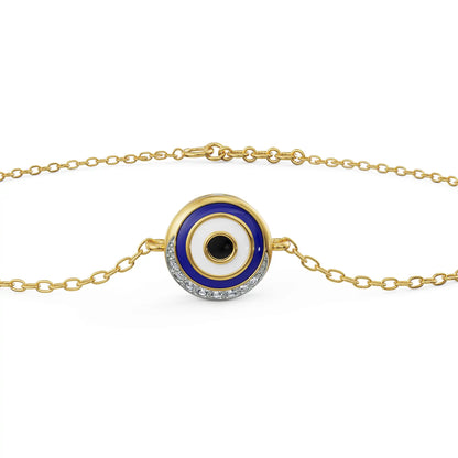 Enchanted Evil Eye Lab Diamond Bracelet - front view in 9KT