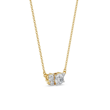 Faiza Solitaire Diamond Necklace Set Side View