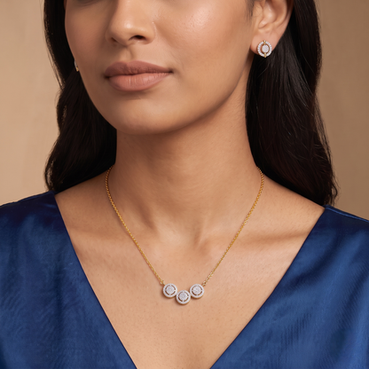 Halo Round Lab Diamond Necklace Set