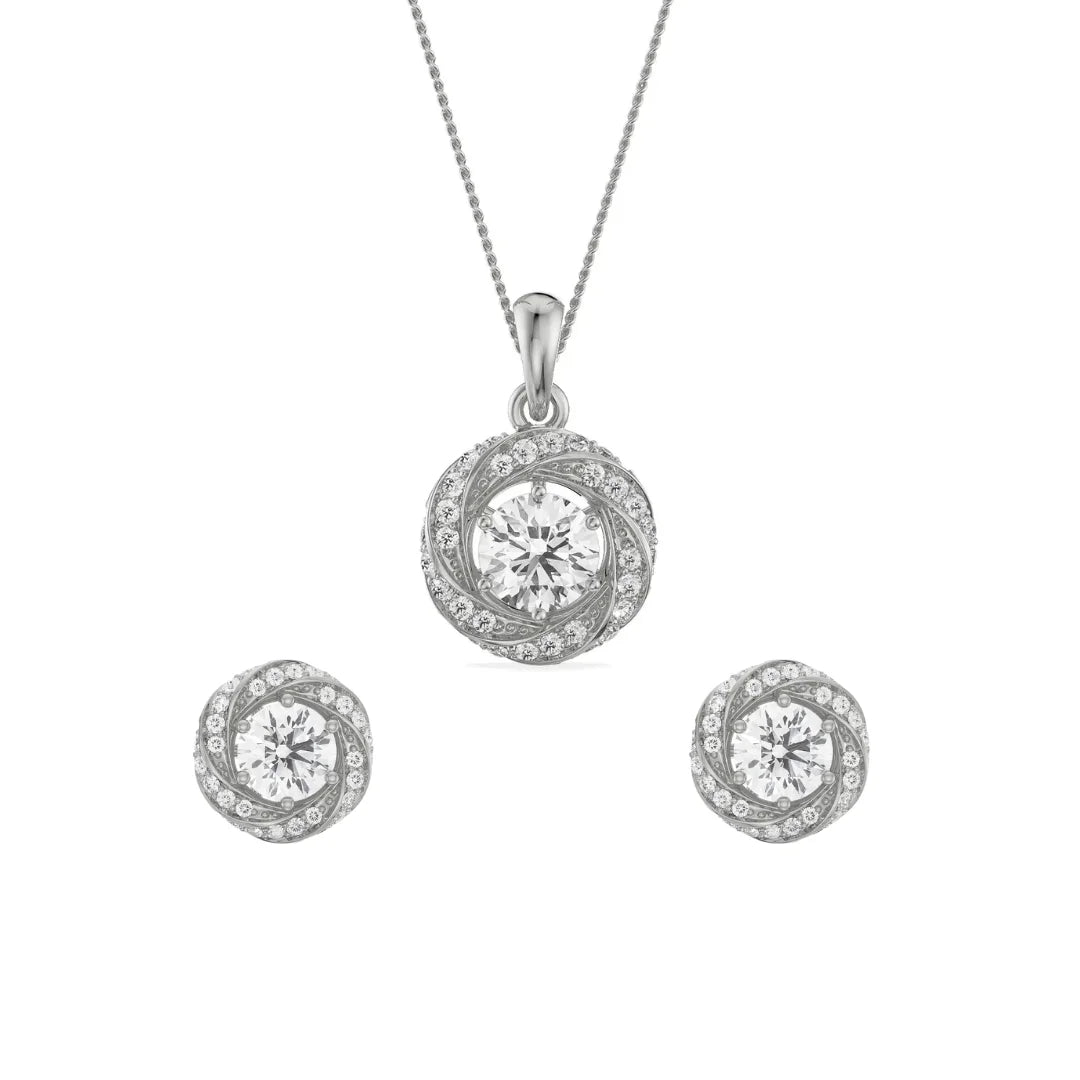 Swirl Lab Grown Diamond Pendant Set- Front view in 9KT