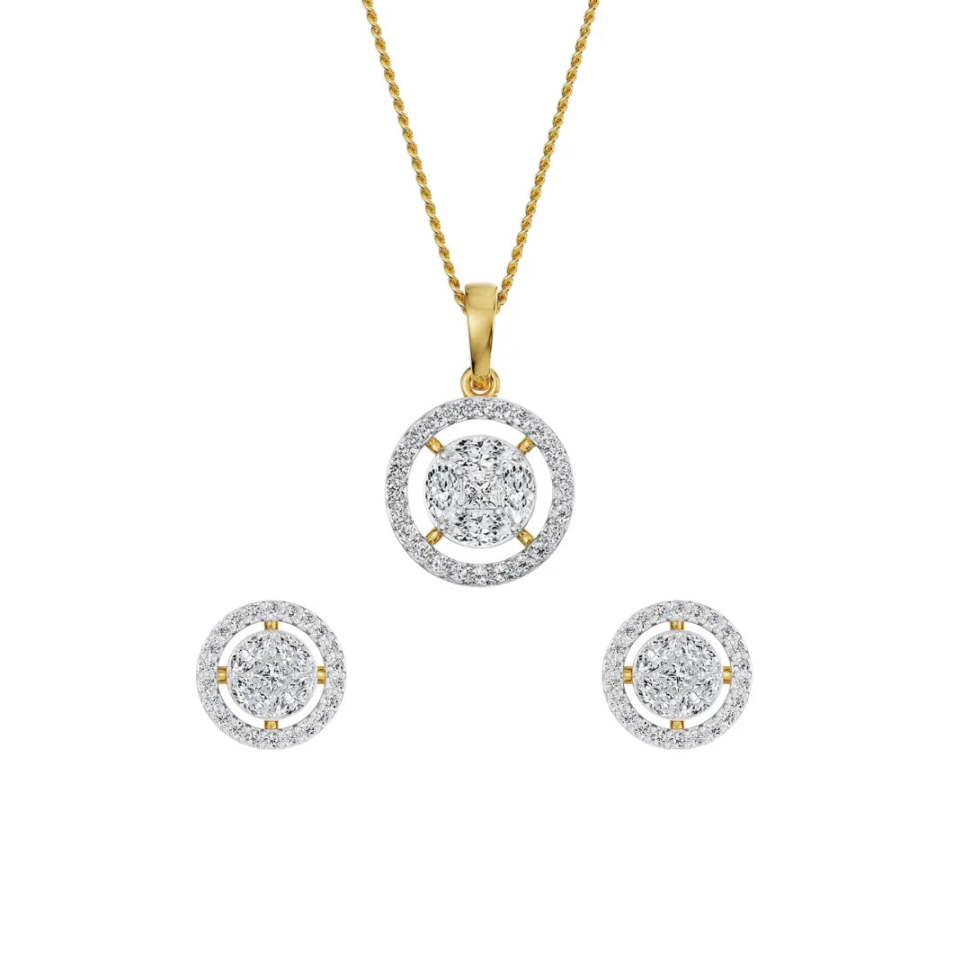 Glistening Lab Grown Diamond Pendant Set- front view in 9KT