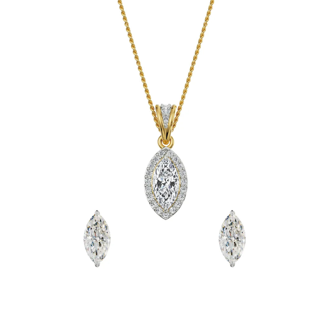 0.5 CT Marquise Lab Grown Diamond Pendant Set-Front view in 9KT