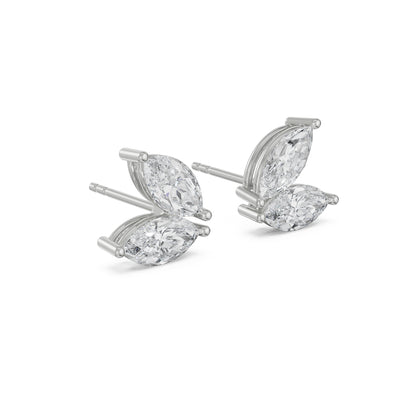 The Dewy Leafy Lab Grown Diamond pendant set earrings - Right view