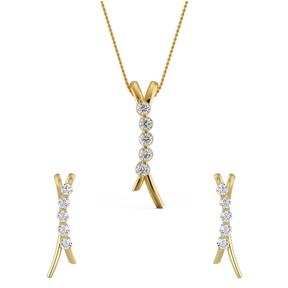 Five Stone Lab Grown Diamond Pendant Set