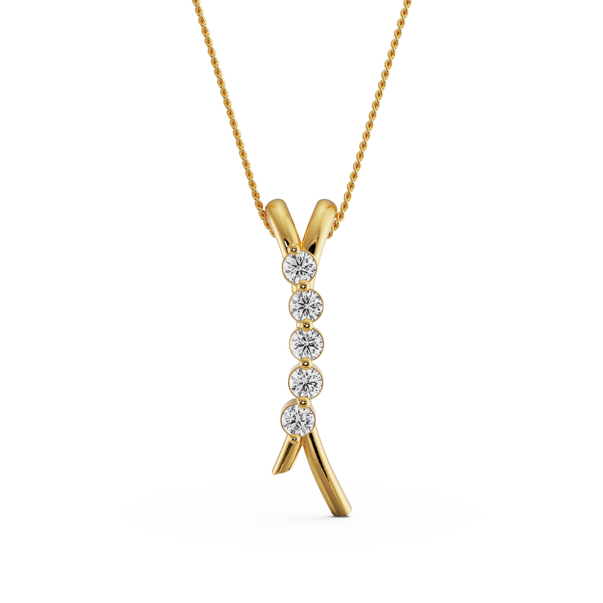 Five Stone Lab Grown Diamond Pendant Set