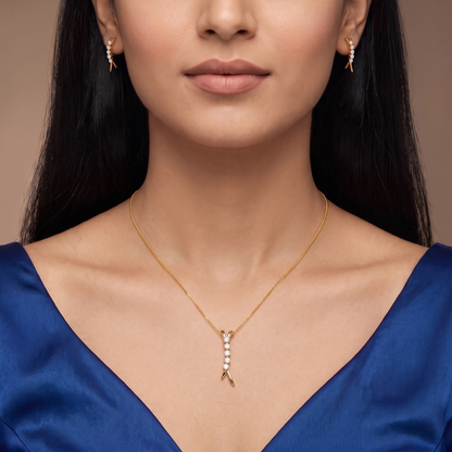 Five Stone Lab Grown Diamond Pendant Set