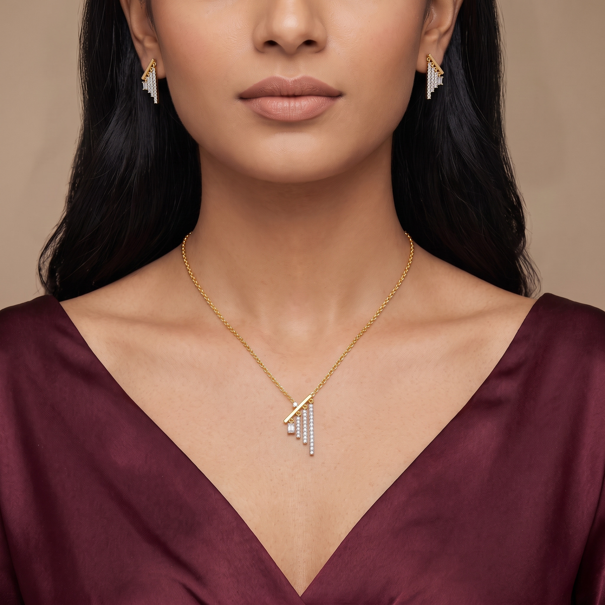 Linear Lab Grown Diamond Necklace Set