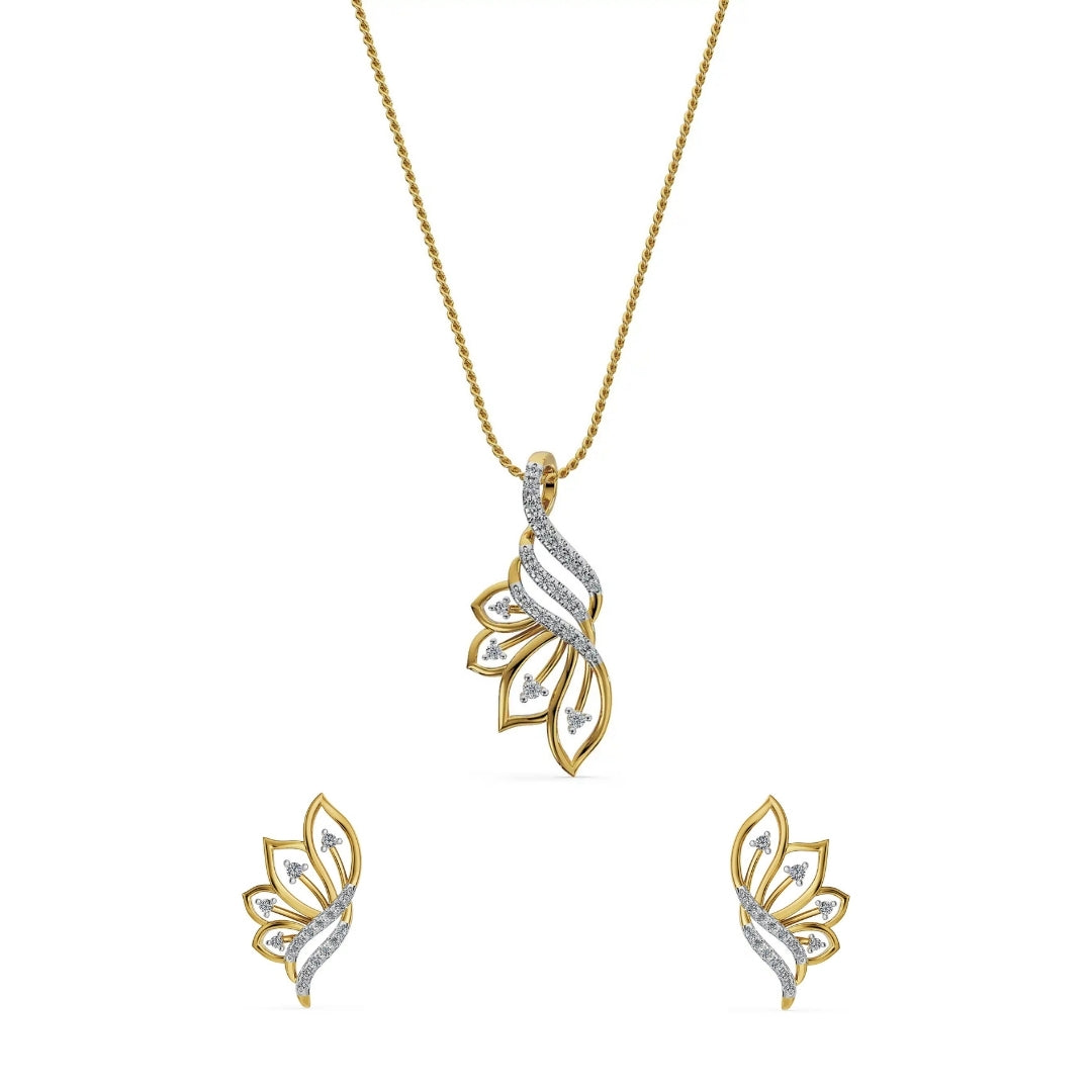 Whispering Leaf Lab Grown Diamond Pendant Set