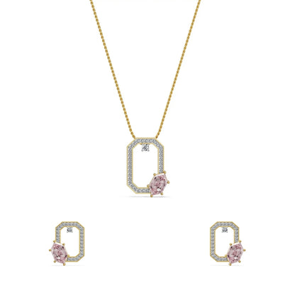 Crimson Poise Lab Grown Diamond Pendant Set