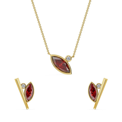 Crimson Ruby Lab Grown Diamond Necklace Set