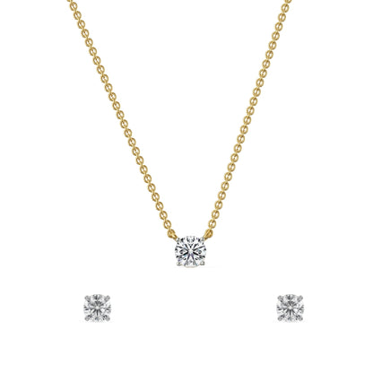 Solitaire Lab Grown Diamond Necklace Set