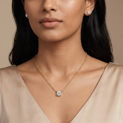 Solitaire Lab Grown Diamond Necklace Set