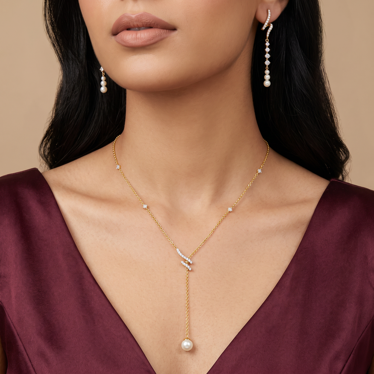 Pear Drop Diamond Necklace Set