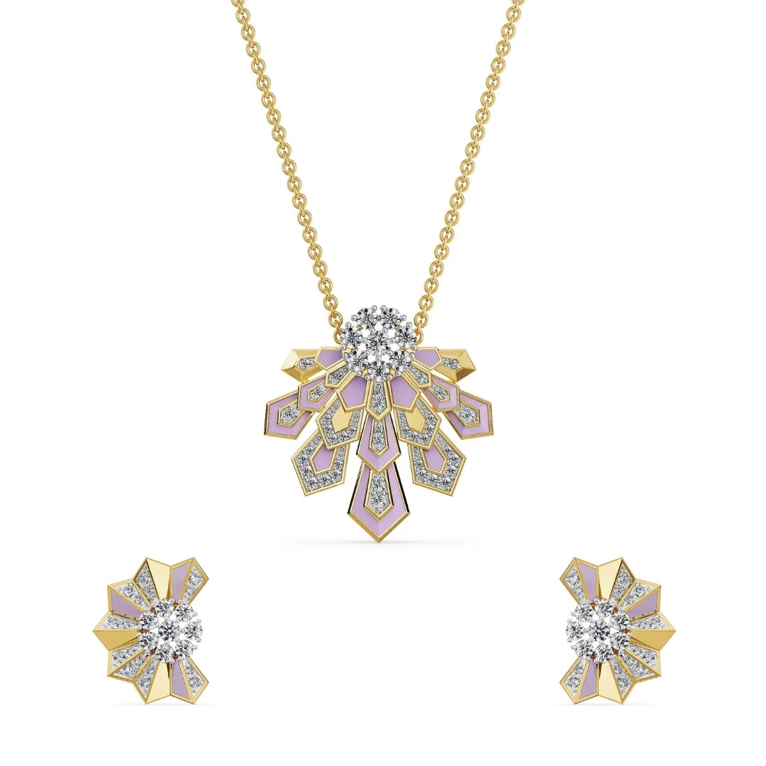 Lavender Cascade Lab Grown Diamond Necklace Set