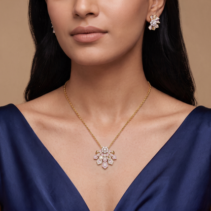 Lavender Cascade Lab Grown Diamond Necklace Set