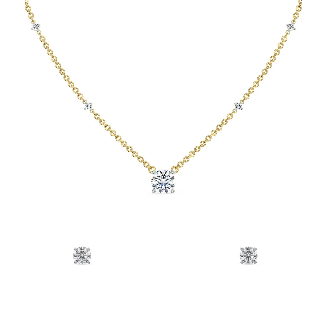 Solitaire Sparkle Lab Grown Diamond Necklace Set