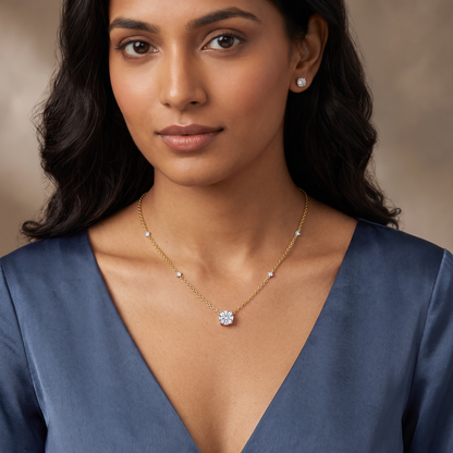 Solitaire Sparkle Lab Grown Diamond Necklace Set