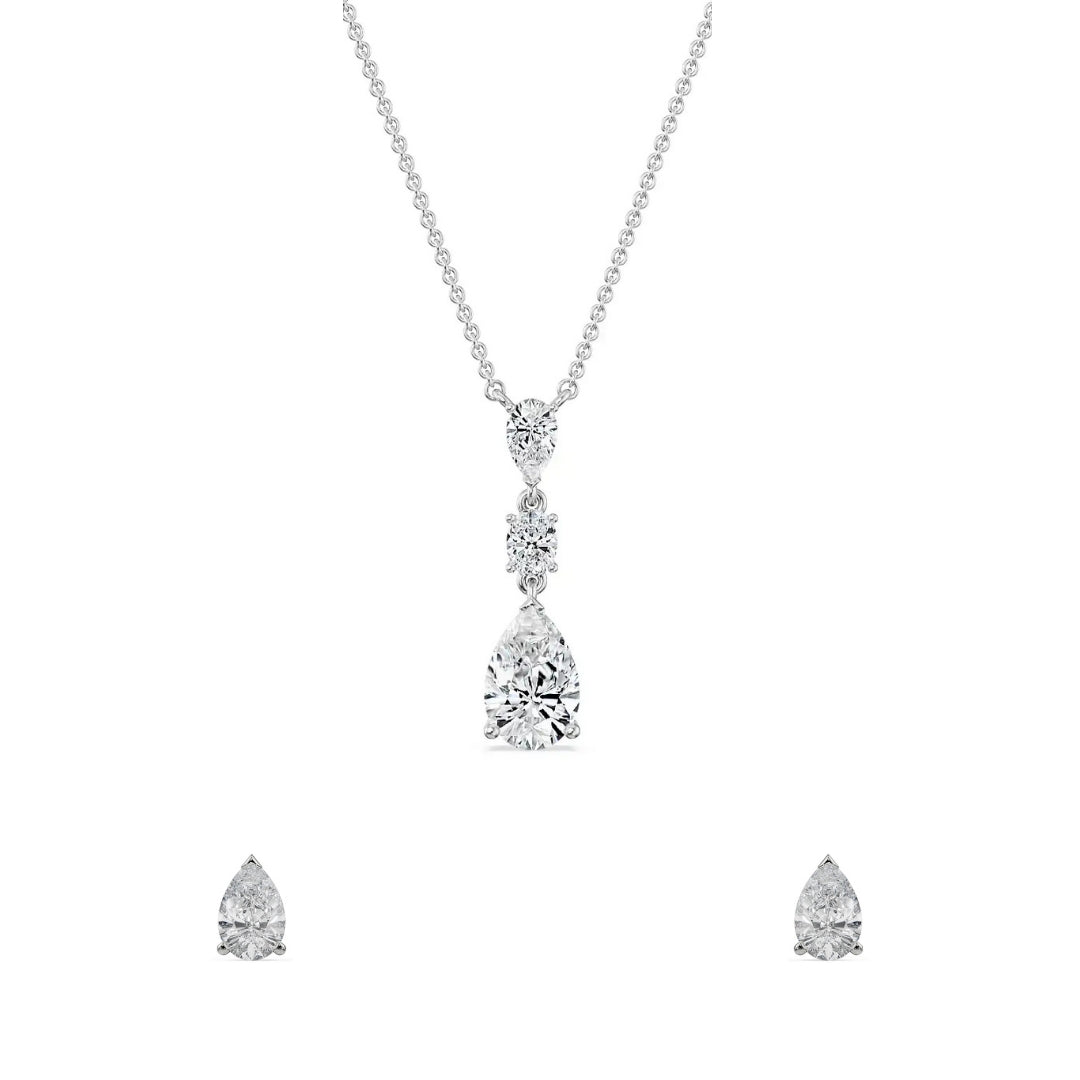 Pear Teardrop Lab Grown Diamond Necklace Set