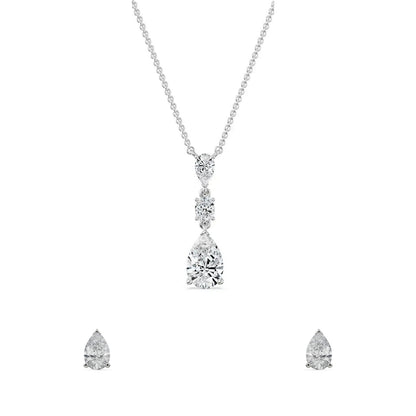 Pear Teardrop Lab Grown Diamond Necklace Set
