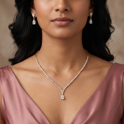 Raindrop Lab Grown Diamond Necklace Set