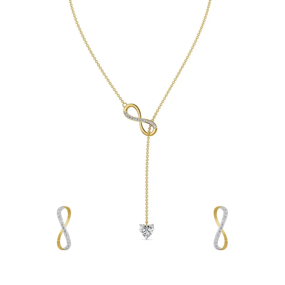 Infinity Heart Lab Grown Diamond Lariat Necklace Set