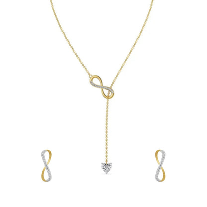 Infinity Heart Lab Grown Diamond Lariat Necklace Set