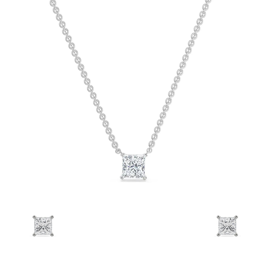 Princess Lab Grown Diamond Necklace Set