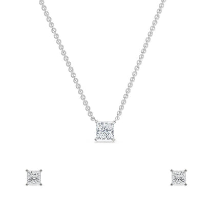 Princess Lab Grown Diamond Necklace Set