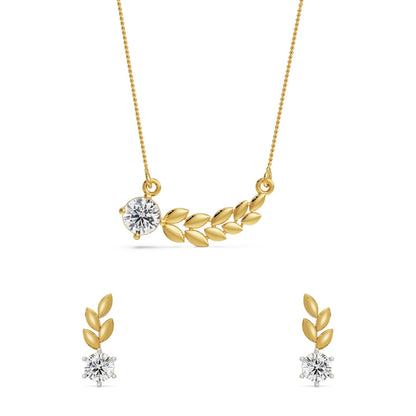 Dewy Leaf Lab Grown Diamond Necklace Set