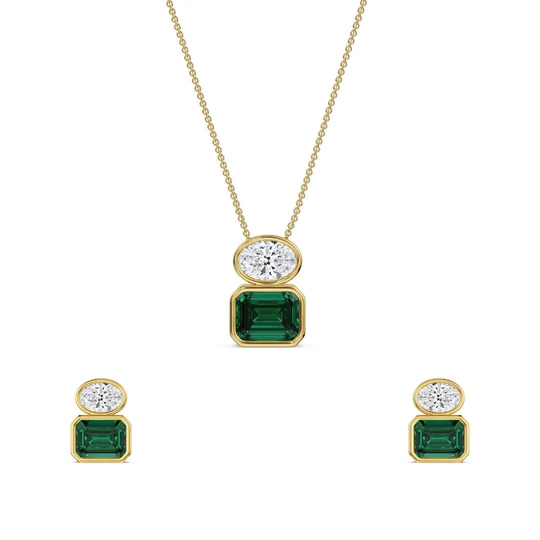 Emerald Pop Lab Grown Diamond Necklace Set