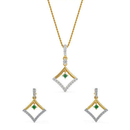 Elegant Emerald Lab Grown Diamond Pendant Set
