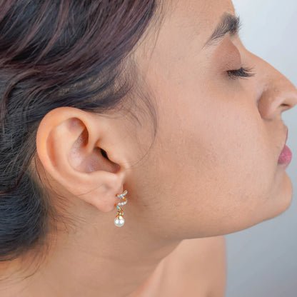 Pearl Teardrop Lab Grown Diamond Earrings