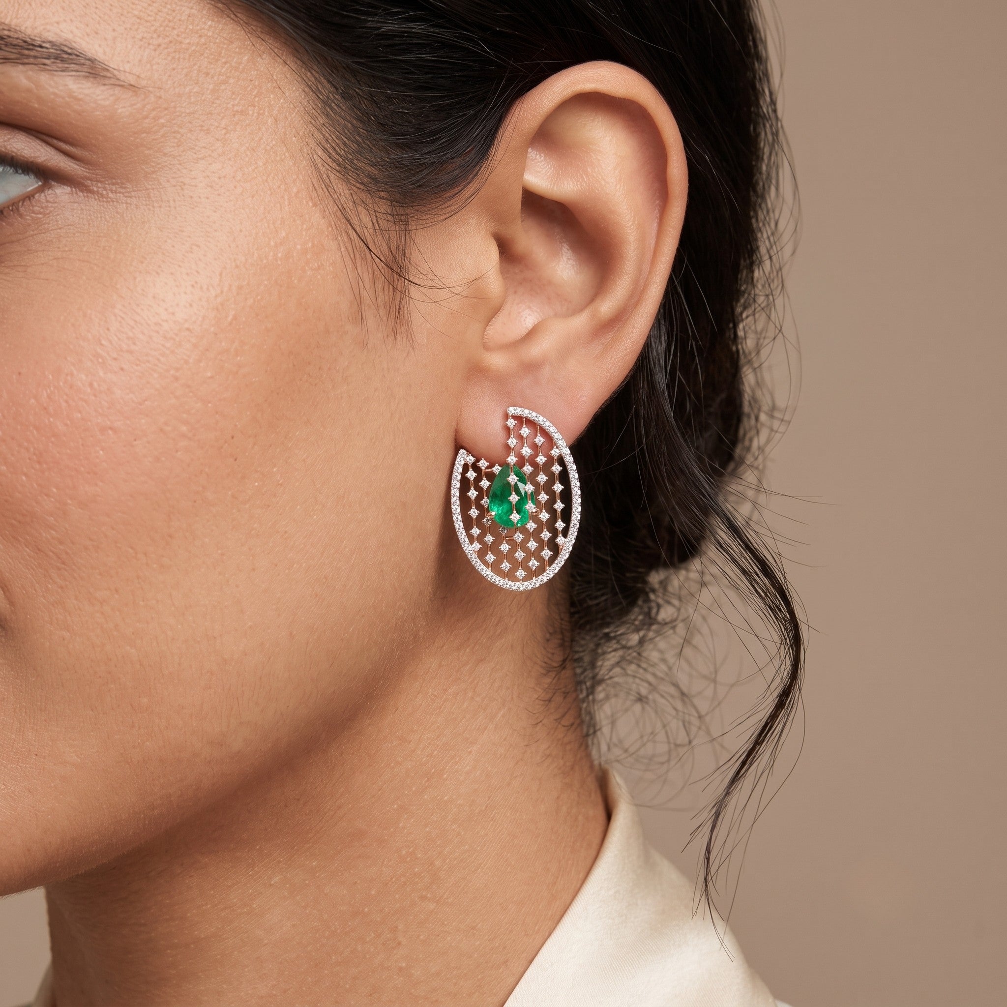 Glamorous Emerald Diamond Earrings