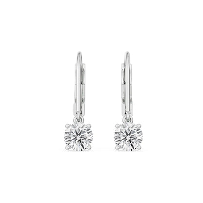 1 CT Cora Solitaire Earrings Front view in 9KT