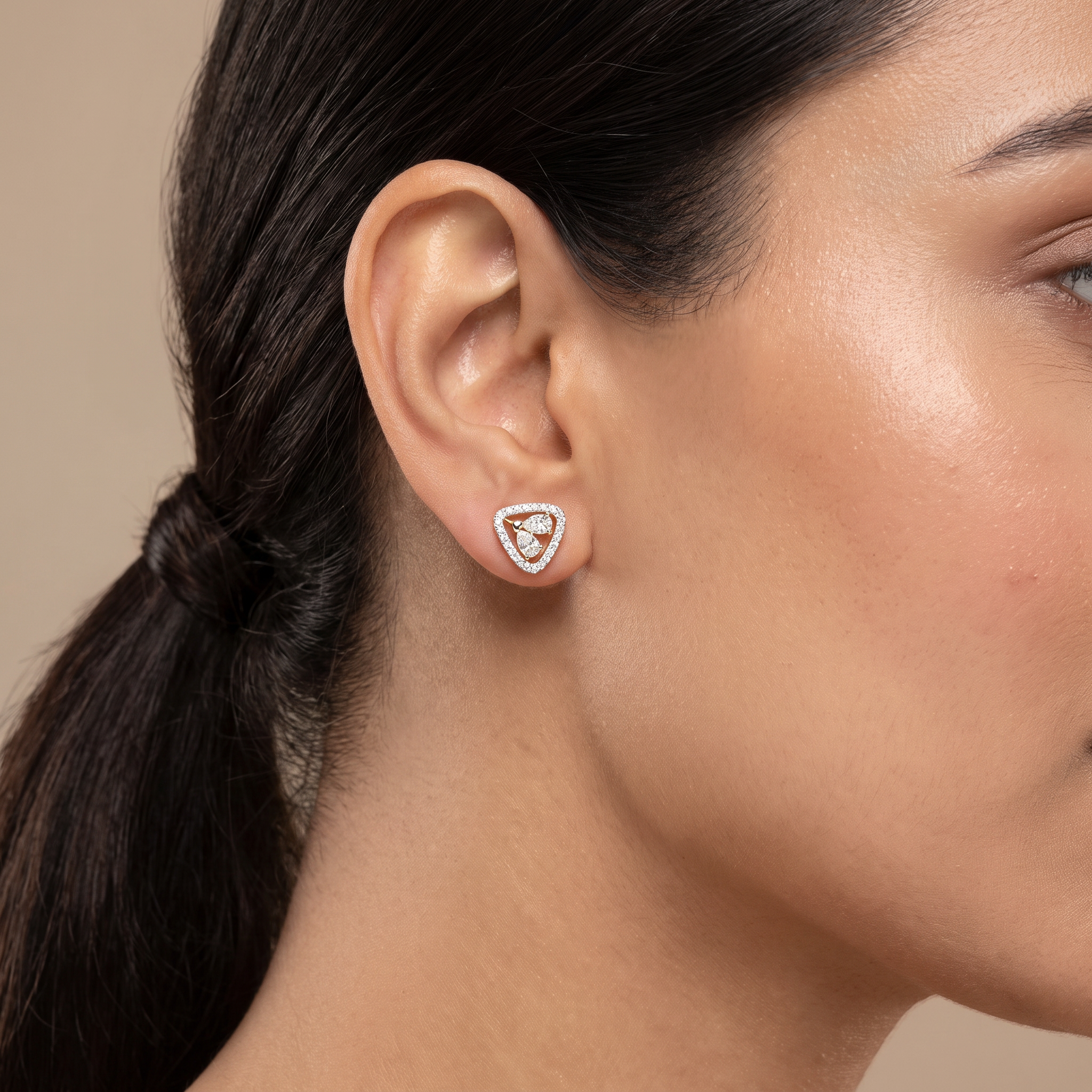 Duo Pear Diamond Studs