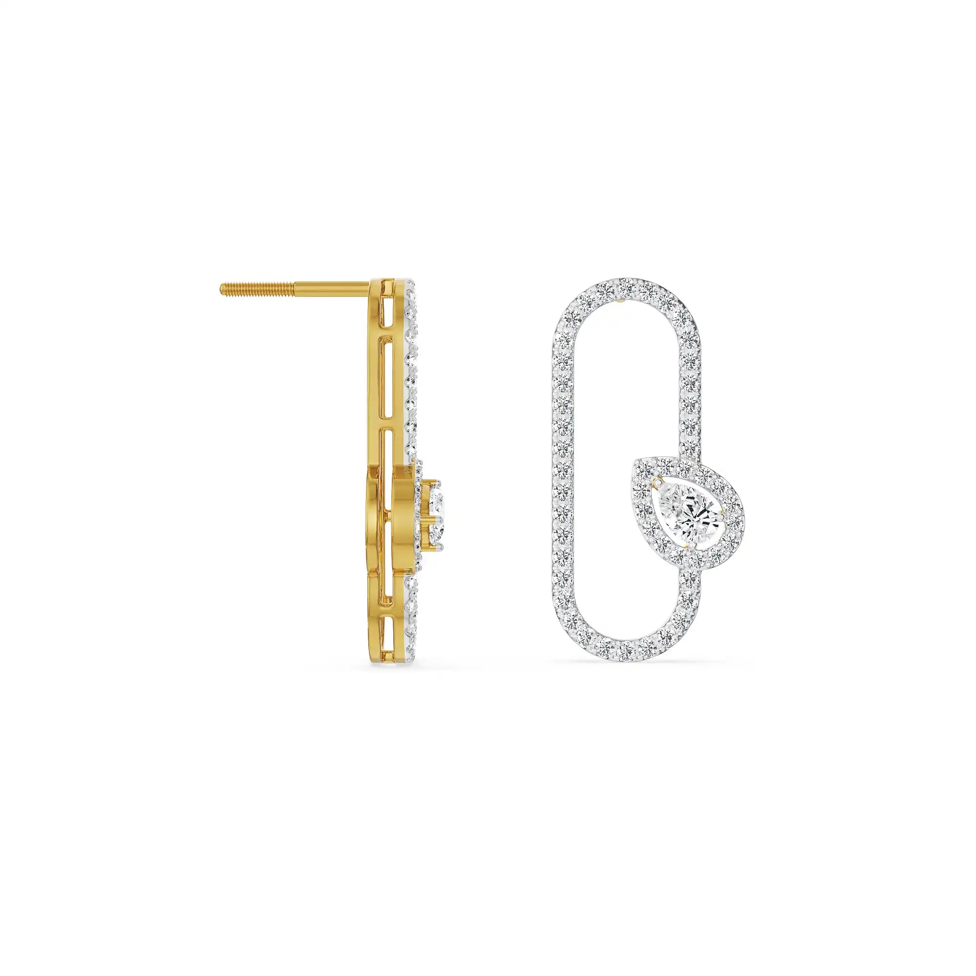 Pear Hoop Lab Grown Diamond Earrings - Prospective view in 9KT