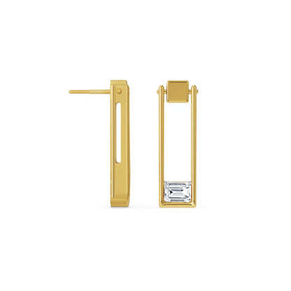 Pear Emerald Paper Clip Lab Grown Diamond Earrings - Prospective view