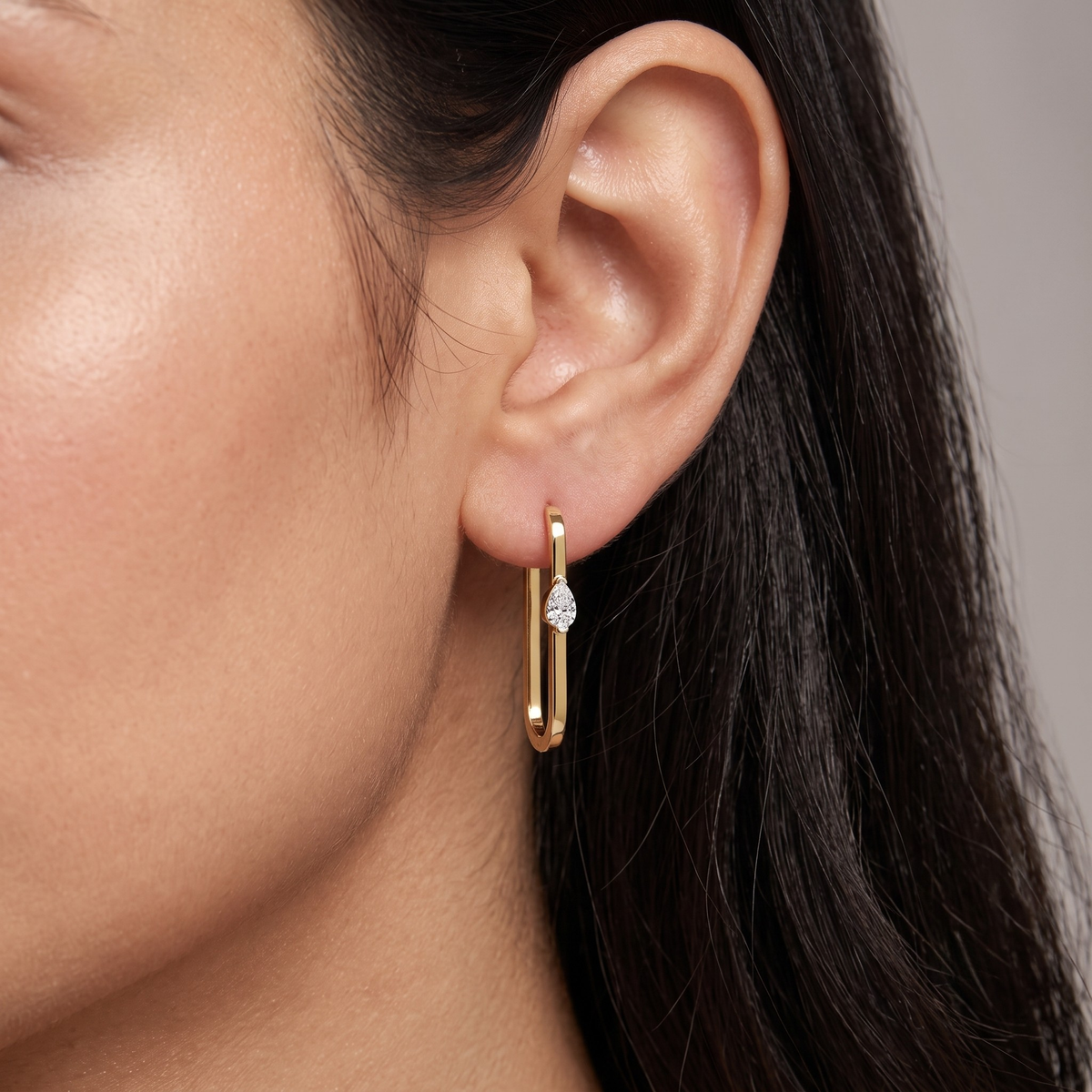 Pear Asymmetric Lab Grown Diamond Earrings
