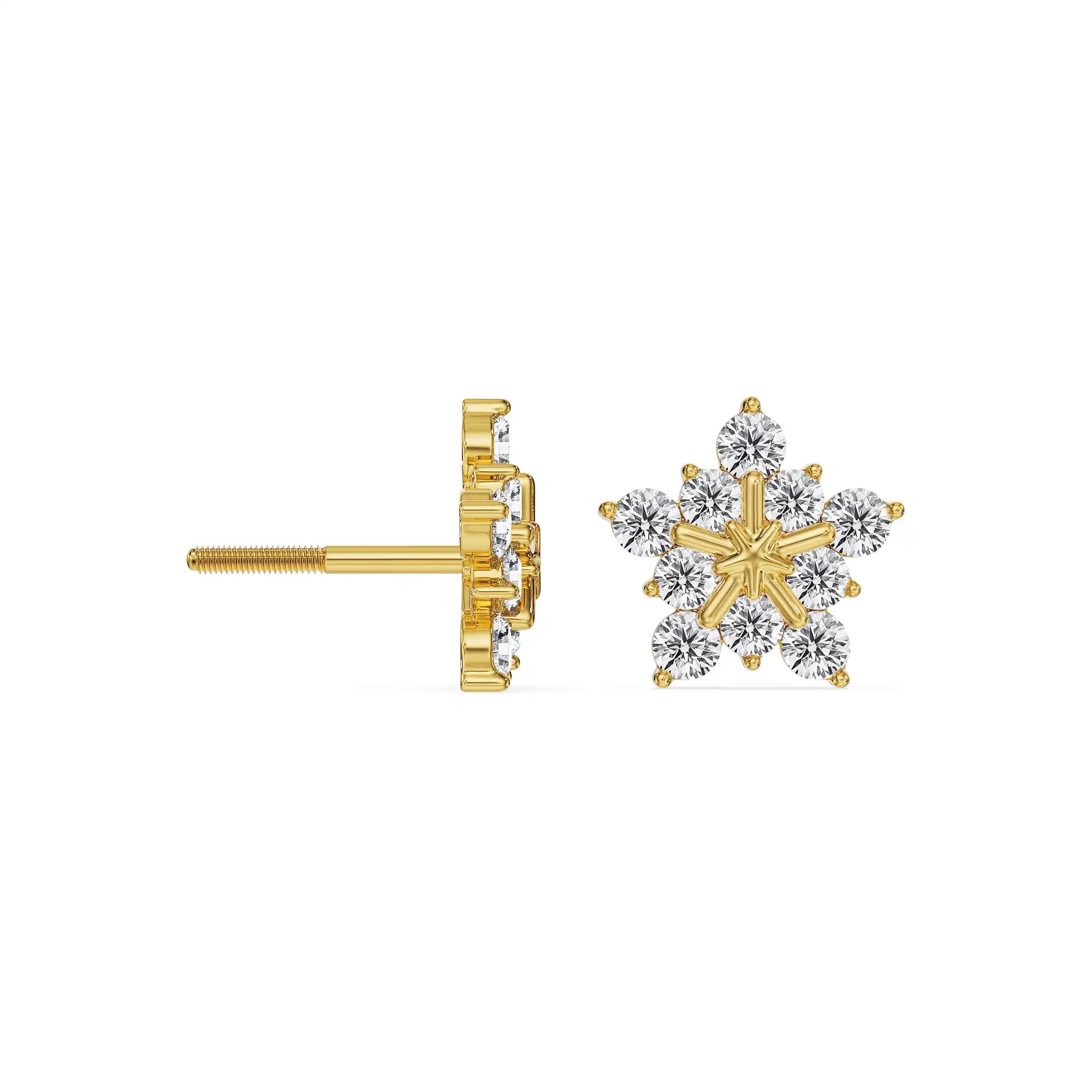 Daisy Drop Lab Grown Diamond Earring - perspective view