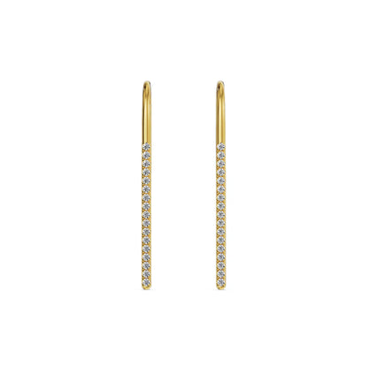 Golden Glow Linear Lab Grown Diamond Earrings - front view in 9KT