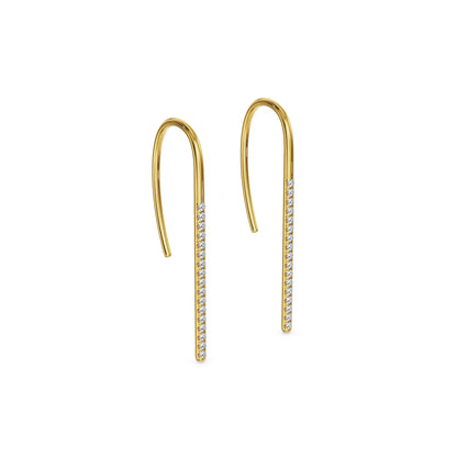 Golden Glow Linear Lab Grown Diamond Earrings - side view