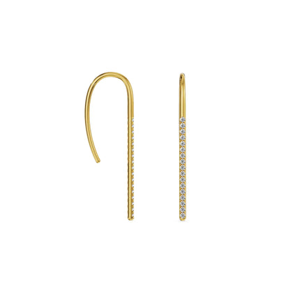 Golden Glow Linear Lab Grown Diamond Earrings - perspective view