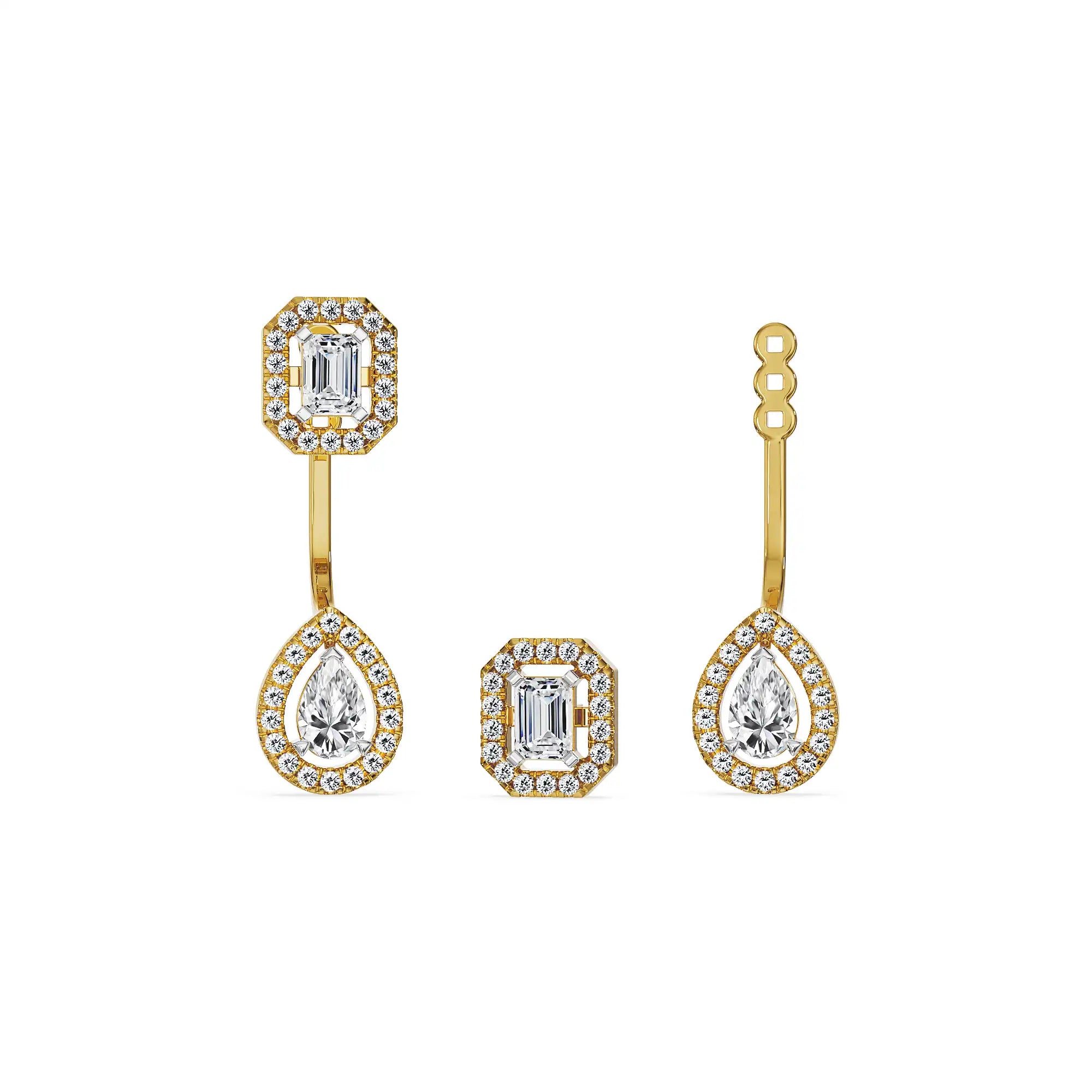 Toi et Moi Lab Grown Diamond Earrings - front view in 9KT