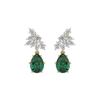 Emerald Bliss Lab Grown Diamond Earrings - front view in 9KT